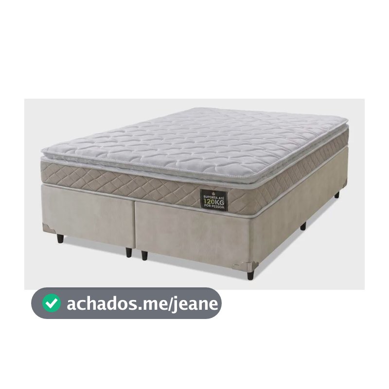 Cama Box Queen Colchão Espuma D33 Pillow Top Millenium Suede