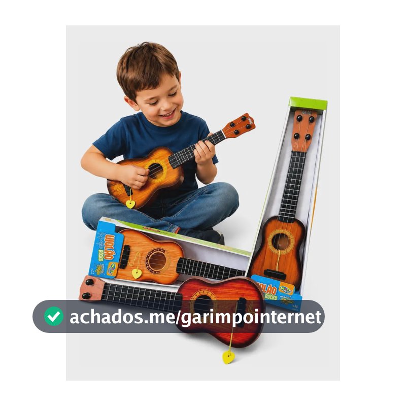Mini Violão Infantil Brinquedo Corda Aço C/ Palheta Cor marrom-claro