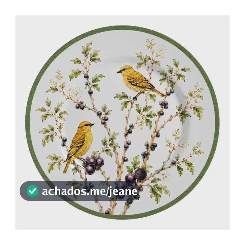 Prato Parede Decorativo Canário Porcelana Com Suporte 20cm Branco 1320-103 Prato Parede Decorativo Porcelana Cerâmica Suporte Gancho Limão Siciliano Azulejo Passarinho Pássaro Mandala