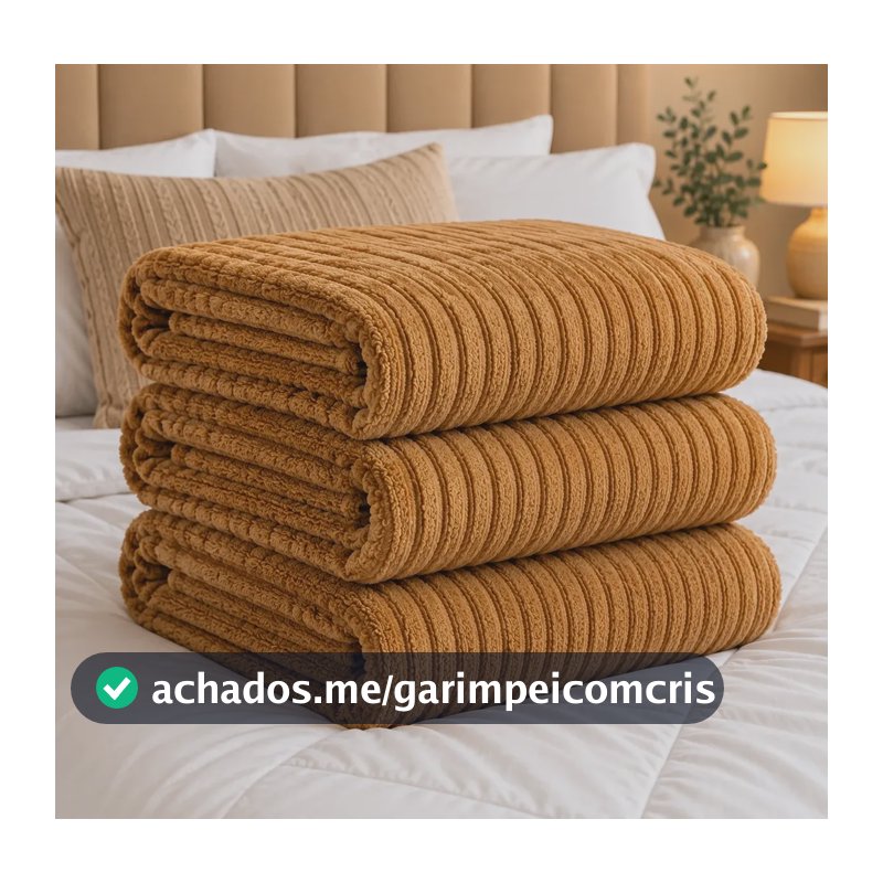 Cobertor Manta Casal Aveludada Canelada Super Macia Luxo Canelada 750 G Bege