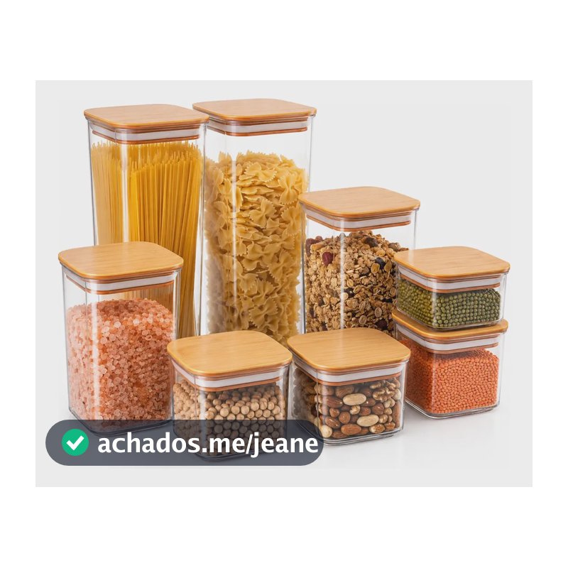 Kit 9 Potes Plásticos Herméticos Organizador Cozinha Marrom