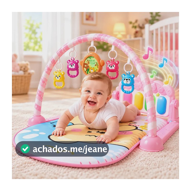 Tapete Atividades Bebê Tapete Infantil Musical Interativo Piano Menina Tummy Time Rosa