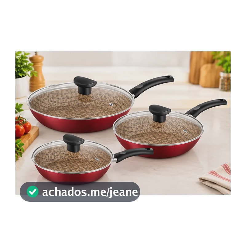 Frigideira Tramontina Antiaderente Tampa Vidro 16, 20 E 24cm Bordô