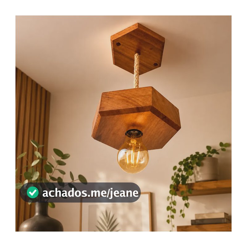 Luminaria Lustre De Teto Em Madeira Maciça, Rústico Moderno. 127/220v Marrom