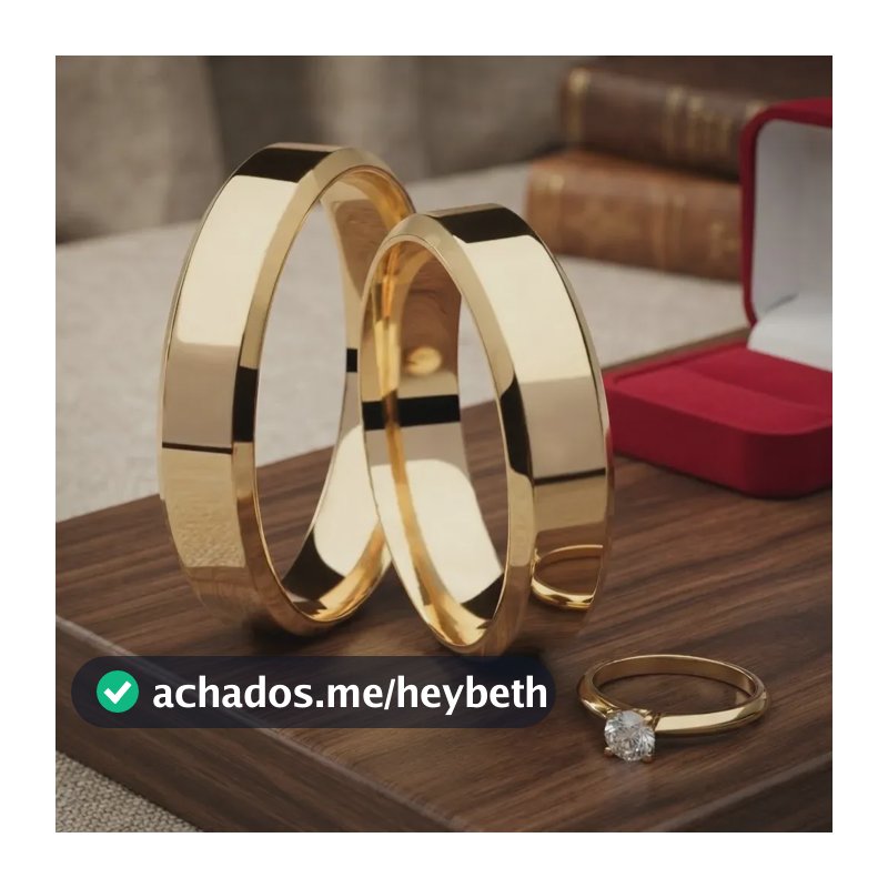 Par Alianças Moedas Antiga Reta 2 Friso Fosca + Gravação Dourado