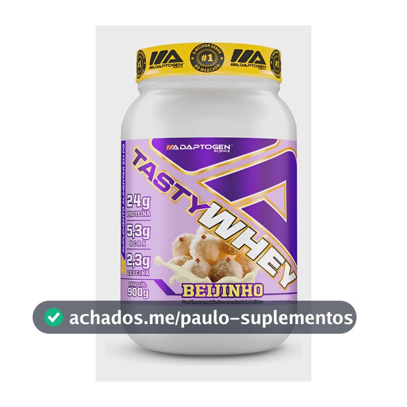 Suplemento Tasty Whey 3w Gourmet Whey Protein Adaptogen Science Pote 900g Sabor Beijinho