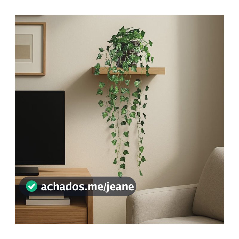 Hera Pendente Verde com Vaso Incluído Bella Nil Seda 90cm Fixada com Argila e Musgo