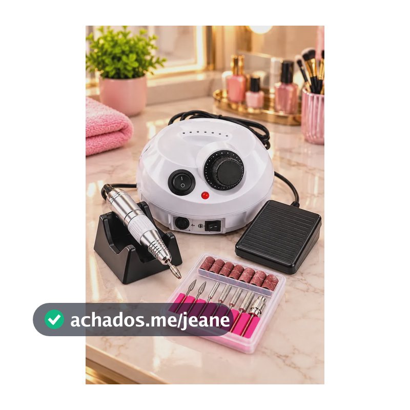 Lixadeira Elétrica Porquinho Para Unhas Em Gel Com Pedal Branco Bivolt