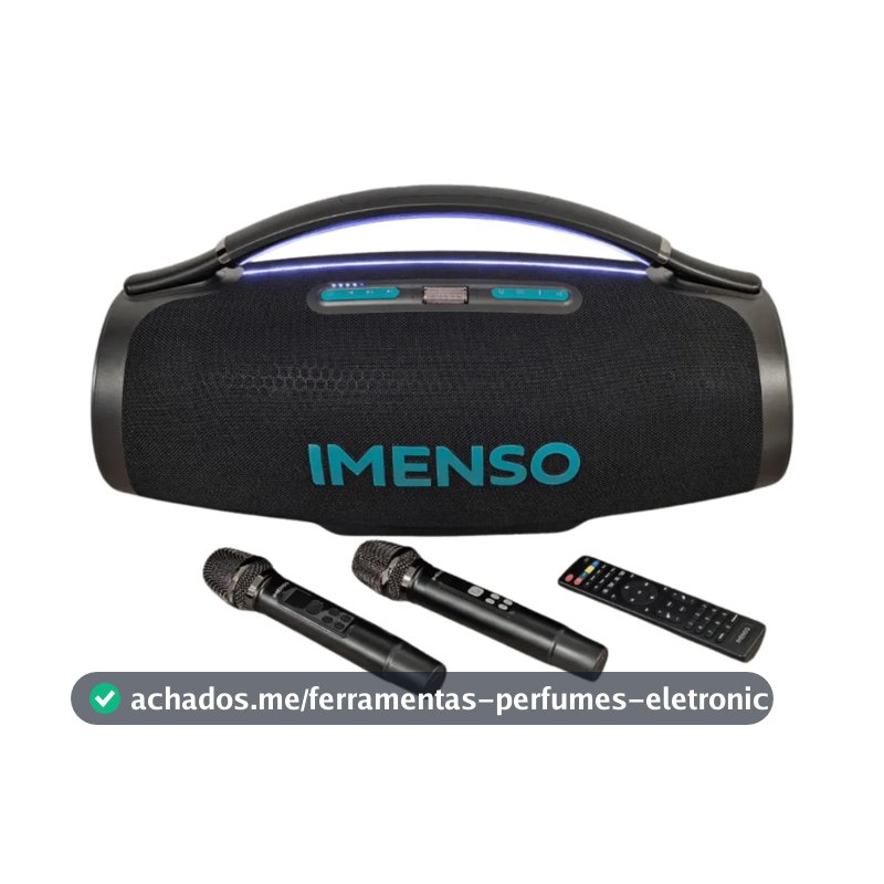 Caixa De Som Imenso X69a 500w Rms 45000mah Rgb Ipx6 2 Mic Preto 110220 V