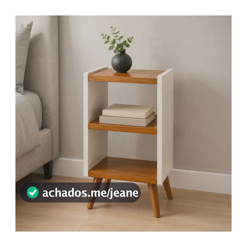 Mesa De Cabeceira Criado Retro Cama Quarto Suite Brilhante Branco/amadeirado