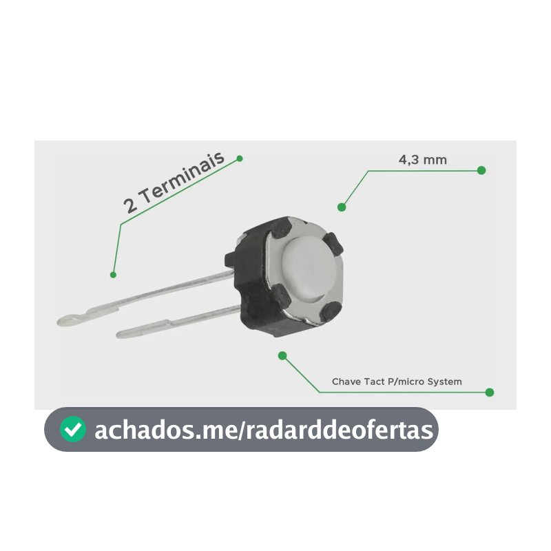 Chave Táctil Redonda ChipSCE 4.3mm 2 Terminais Projetos Eletrônicos