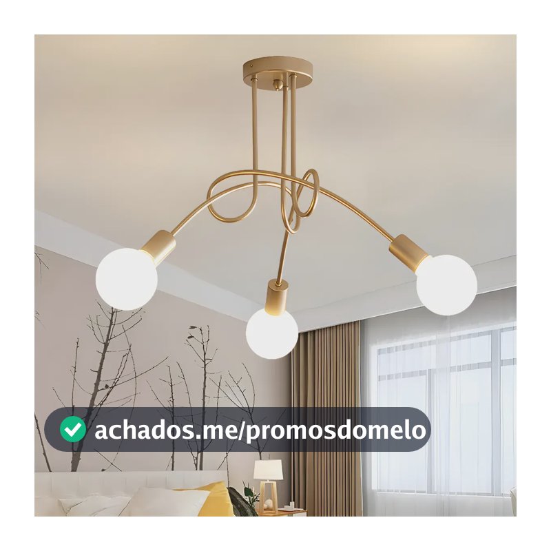 Luminária De Teto Lustre Moderno Sala De Jantar 3 Lâmpadas 127/220v Dourado