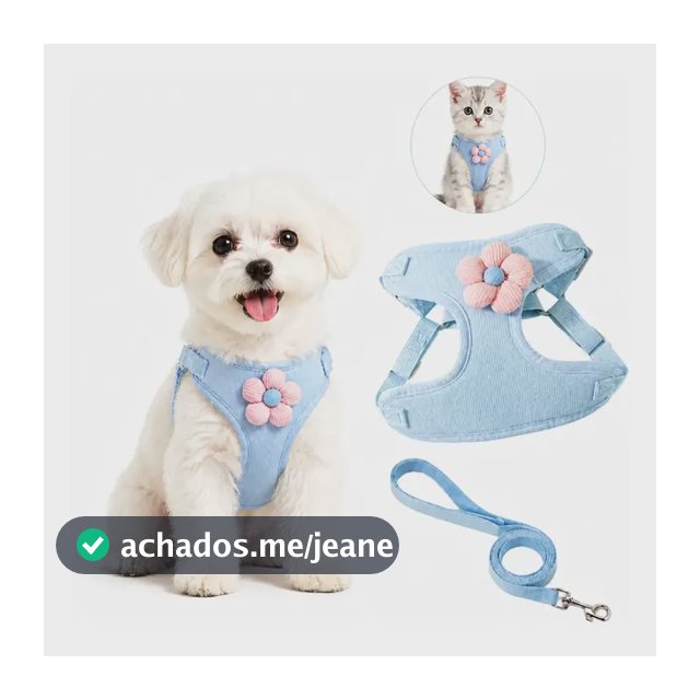 Coleira Peitoral Ajustavel Para Cachorro Tamanho + Guia P/m