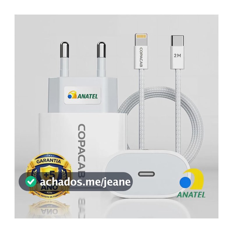 Carregador Celular Turbo 30w Usb C Para iPhone Com Cabo 1/2m Fonte 30w | C-lightning | 2m