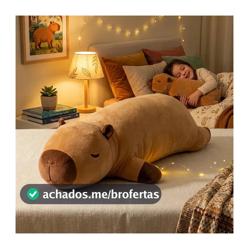 Travesseiro De Corpo Xuxão Capivara Pelúcia Gigante 65cm Almofada Abração Antialérgico Toque Super Macio Confortável Para Dormir Decorar Presentear Infantil Adulto Acabamento Premium Brasiliana Tech