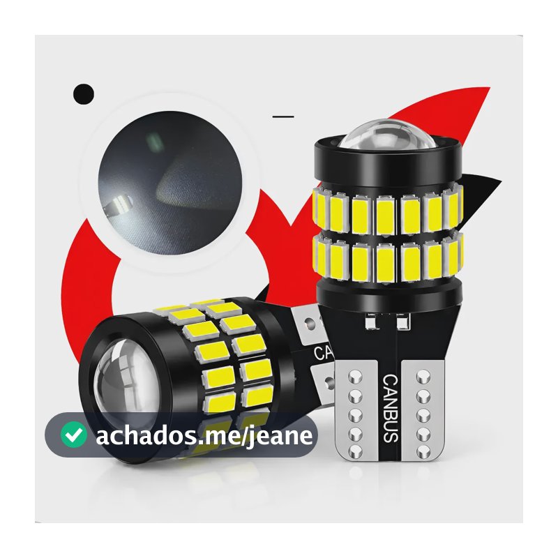 Par Lâmpadas Led Pingo Projetor 37 Smd Extra Forte Canbus 8w T10 Preto Branco-frio