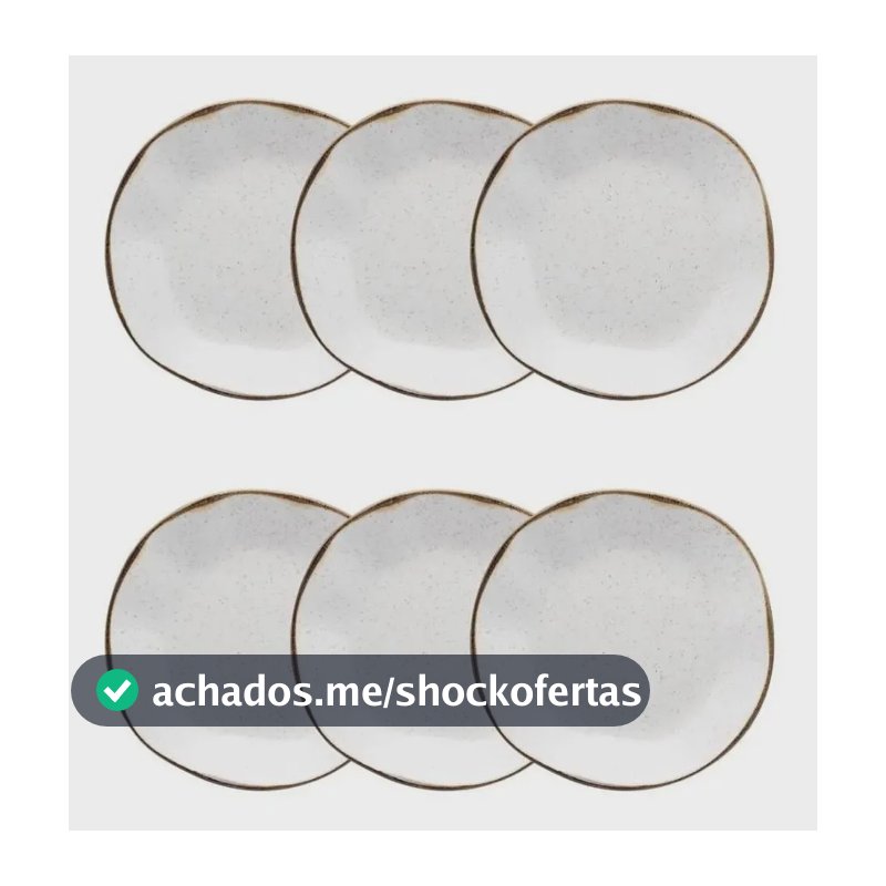 Conjunto 6 Pratos Fundos Oxford Ryo Maresia 22,5cm - Porcelana