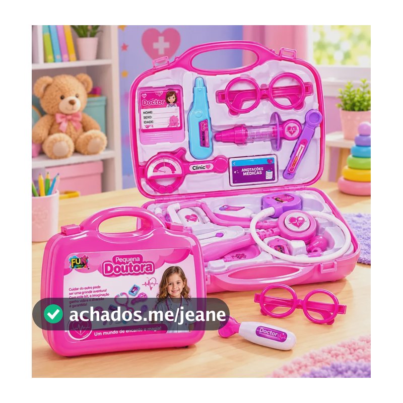 Kit Médico Brinquedo Infantil Educativo Maleta Doutora Rosa Rosa