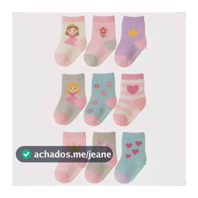 Kit 9 Meias Bebê Menina Com Antiderrapante Macia Confortável