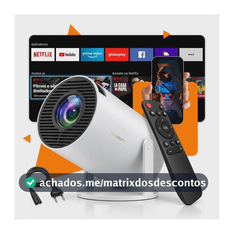 Projetor Portátil Mini HY300 4k Full HD 1080p Smart Tv Android 11.0 Wi-Fi Bluetooth Home Theater Cinema Em Casa TV Imagem Nítida Som Potente Alta Resolução Com Controle Remoto Bivolts Branco Nixzen