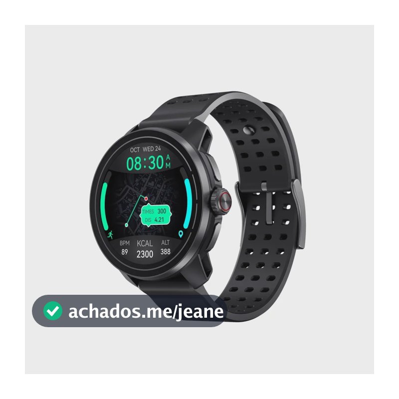 Smartwatch QCY Track S10 Relógio Inteligente, GPS de Dupla Banda para Triatlo, Tela AMOLED de 1,43 polegadas, Bateria 500 mAh, Autonomia de 19 dias, Monitoramento de Saúde, Cor Preto