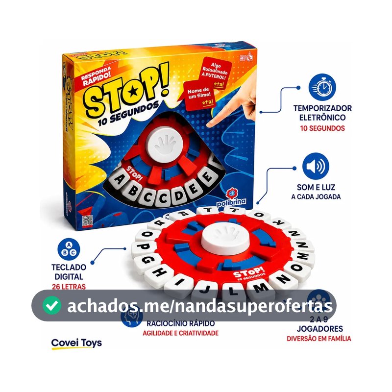 Jogo Stop 3.0 Eletrônico Educativo para Família Com Teclado Digital em Português