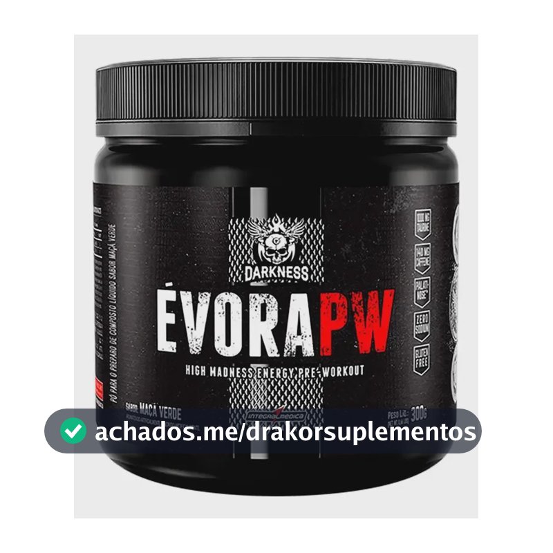 Suplemento em pó Darkness Pré Treino Alanina Évora PW sabor Maçã verde x 300g