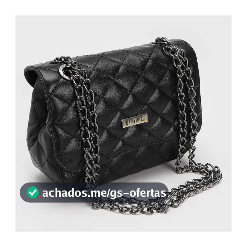 Bolsa Feminina Pequena Média Ombro Corrente Transversal Tiracolo Casual Couro PU Alça Lateral De Lado Fashion Sofisticada Tendência Blogueira Moderna Moda Elegante Matelassê Bordada Festa Cor Preta