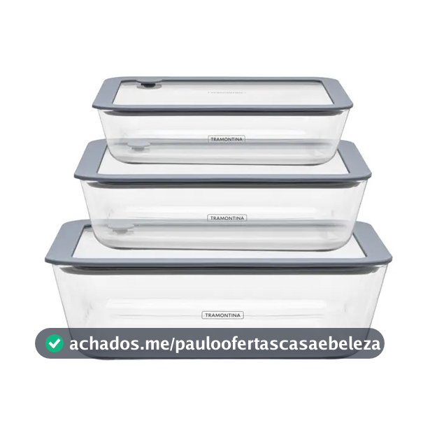 Conjunto De Potes De Vidro Tramontina Vittra Retangulares Com Tampa Hermética De Silicone