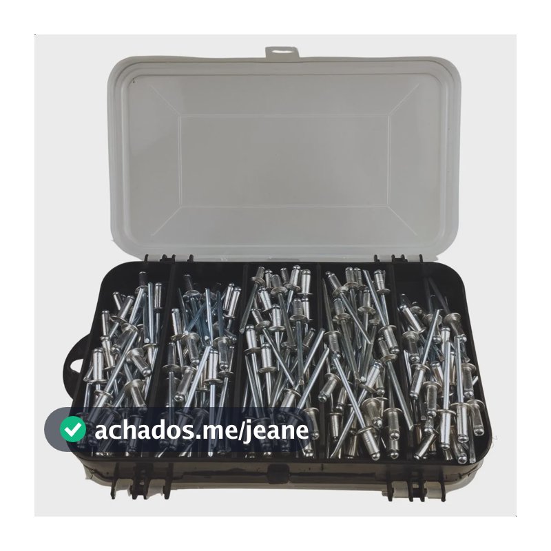 Kit Rebite Pop Repuxo alumínio com estojo organizador tampa dupla total 250 unidades 306 308 310 408 410 50 unid cada