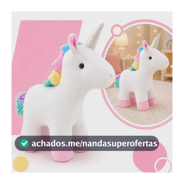 Pelúcia Unicórnio 30cm Toybrink Fofinho Plush Antialérgico Cor Branco com rosa