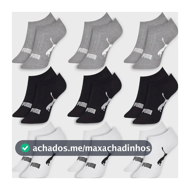Kit 9 Pares Meias Puma Sapatilha Soquete Invisível Original