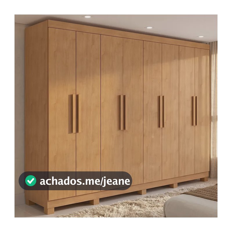 Guarda-roupa Casal Easy Slim 8 Pts Com Pés Amendoa Clean Amêndoa Clean