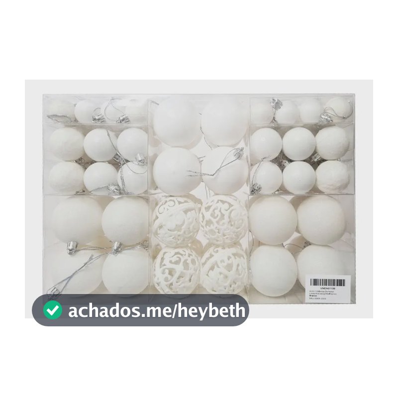 Enfeites para árvores de natal Fact Bolas de natal douradas branco de 6cm x 6cm x 6cm diâmetro de 6cm por kit de 100 u - branco