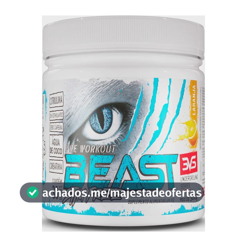 Pré Treino Sem Cafeína Beast 300g - Sabor Laranja - Fórmula Exclusiva Com Citrulina, Beta Alanina, Creatina, Água De Coco, Arginina, Taurina E Tirosina