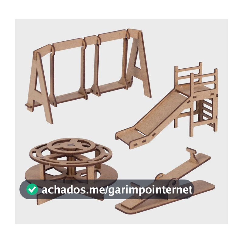 Kit Parquinho Crú Mdf Para Boneca Montado Brinquedo Infantil