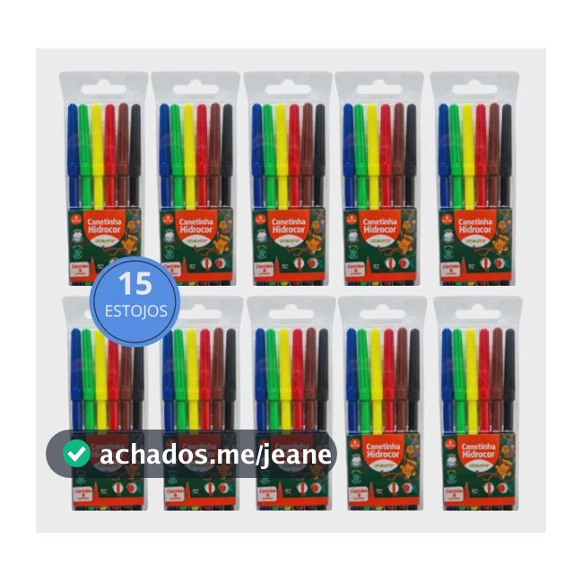 Kit 15 Estojos Canetinha Hidrográfica 6 Cores Atacado Brinde Variados