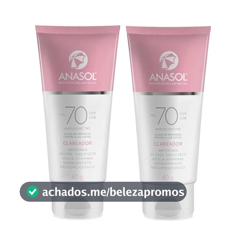 Protetor Facial Anasol Fps 70 Com Clareador Kit 2 Unidades