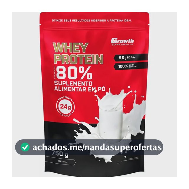 Whey Concentrado 750g Growth Supplements - Variados Sabores Natural