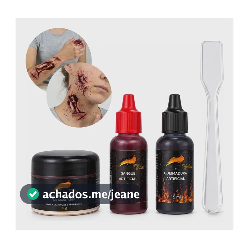 Kit Maquiagem Halloween Ferida Falsa Sangue Artificial Fake