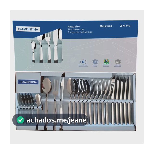 Jogo Talheres Faqueiro Búzios Aço Inox 24 Peças Tramontina Aço Inoxidável