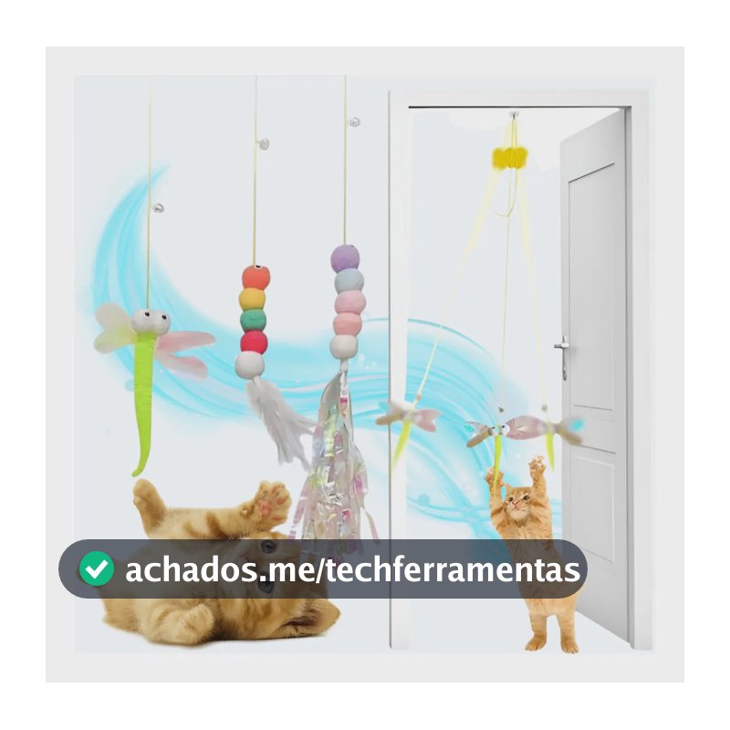 Kit 3 Brinquedo Gato Pendurar Na Porta Elástico Ratinho Interativo