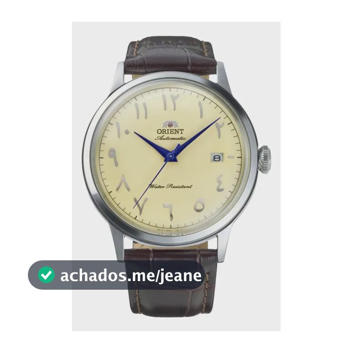 Relógio Orient Bambino Árabe Ra-ac0039y30b Marrom-escuro Creme