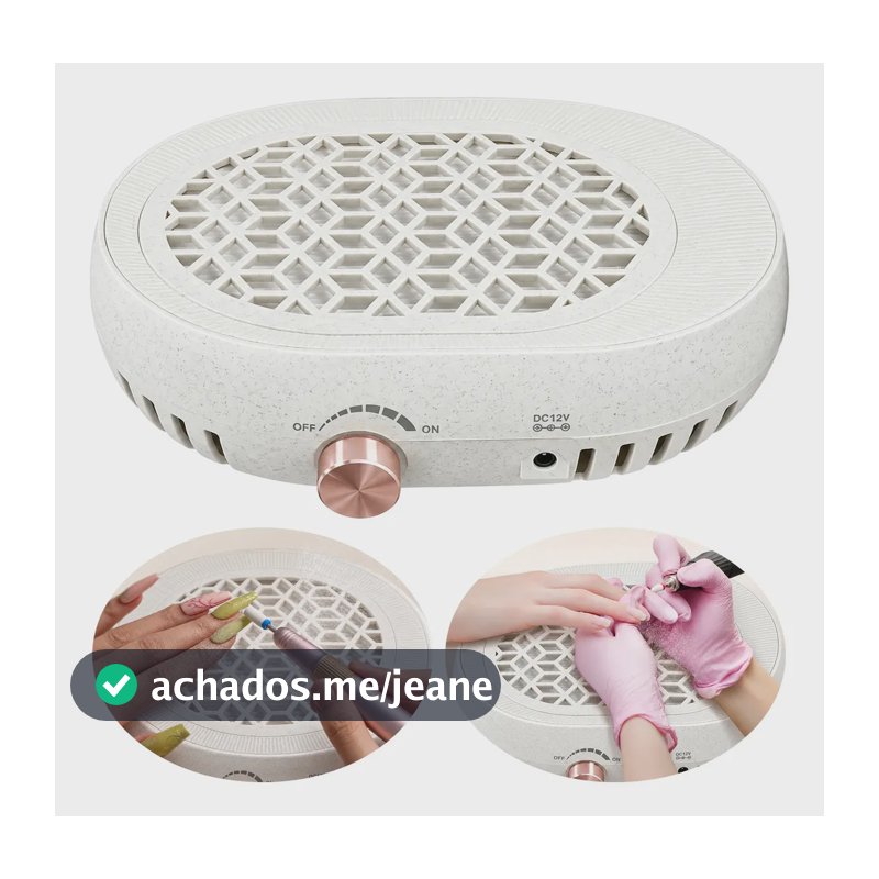 Coletor de Pó para Unhas Profissional 100W, Aspirador com Sucção Ajustável para Manicure e Salões