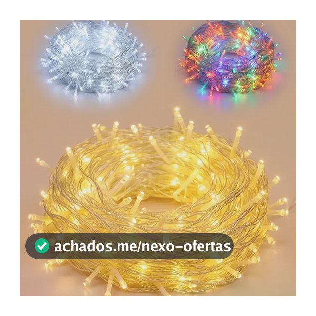 Pisca Natal Cordão 100 Leds 10m 8 Funções Três Cores 110/220
