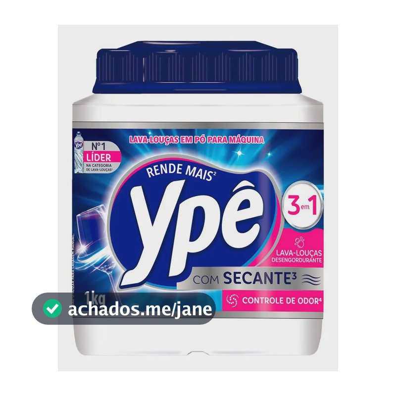 Detergente Lava Louças Em Pó Para Máquina Ypê 1kg 3em1 Com Secante