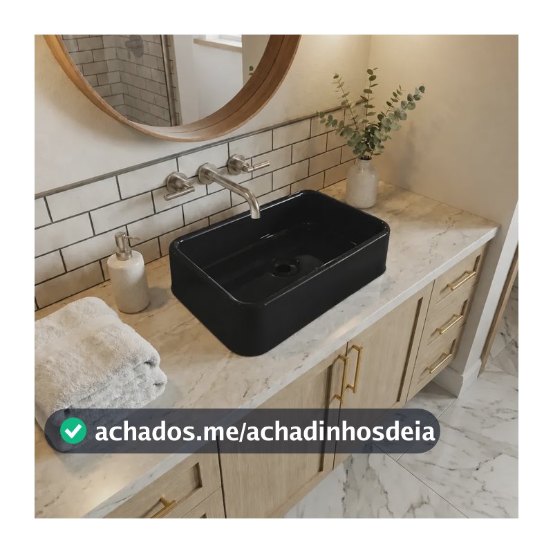 Cuba De Apoio Plástico Polietileno Banheiro Ou Lavabo Torino Preto Brilhante