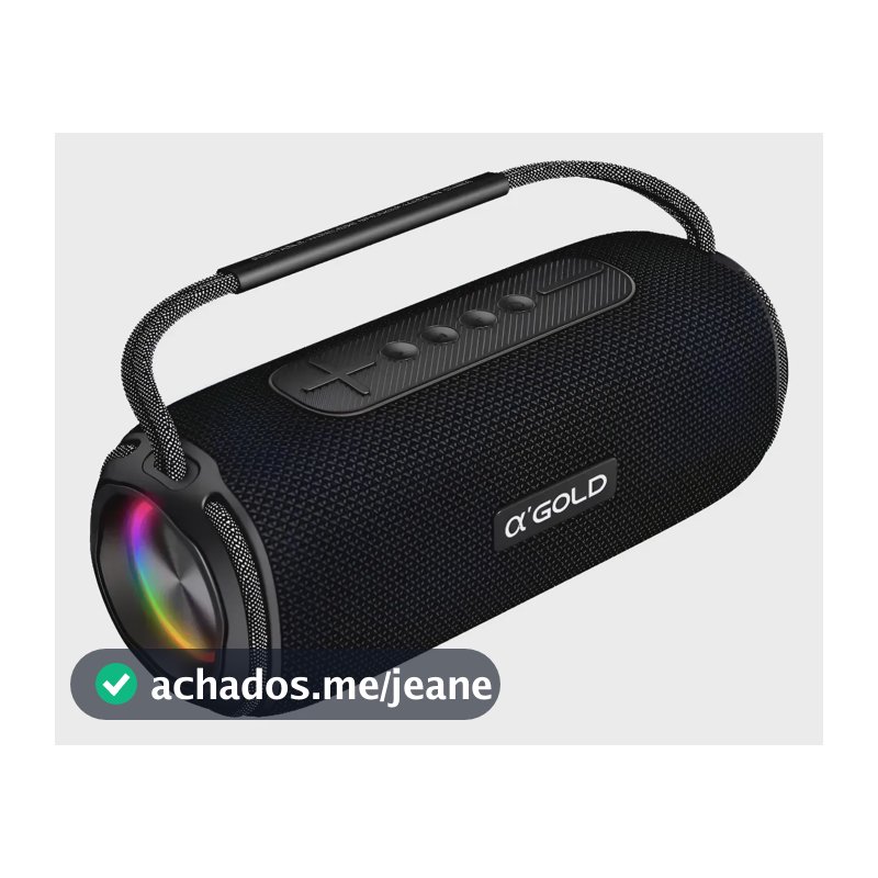 Caixa de Som Bluetooth A'Gold Portátil Bass Boost com Luz RGB IPX6 60W