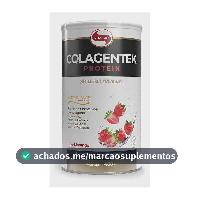 Colagentek Protein Colágeno Bodybalance Vitafor Morango 460g