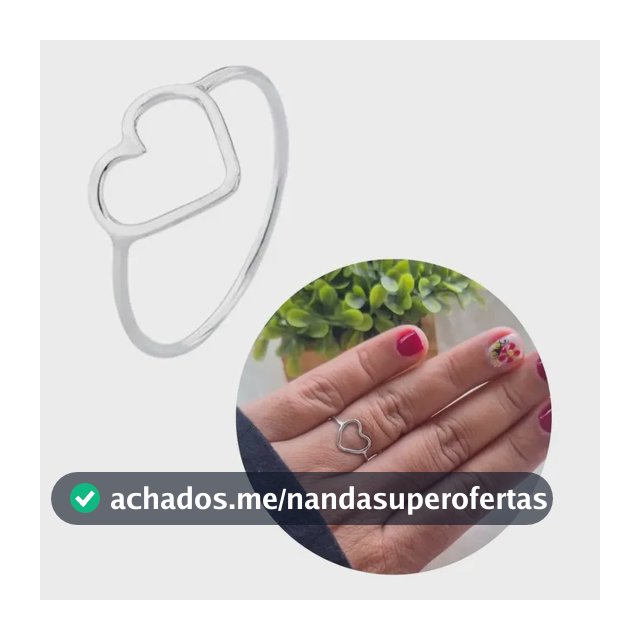 Anel Coração Vazado Prata 925 Legitima Maciço
